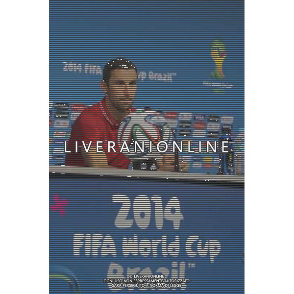 (140611) -- SAO PAULO, June 11, 2014 () -- Croatia\'s goalkeeper Oliver Zelenika attends a press conference after the training in Sao Paulo, Brazil, on June 11, 2014, one day ahead of the opening match of 2014 FIFA World Cup between Brazil and Croatia.(/Xu Zijian)(rh) ©PHOTOSHOT/Agenzia Aldo Liverani sas - ITALY ONLY - EDITORIAL USE ONLY - Conferenza stampa e allenamento della nazionale della Croazia a San Paolo, Brasile, il 11 giugno 2014, un giorno prima della partita di Coppa del mondo FIFA 2014