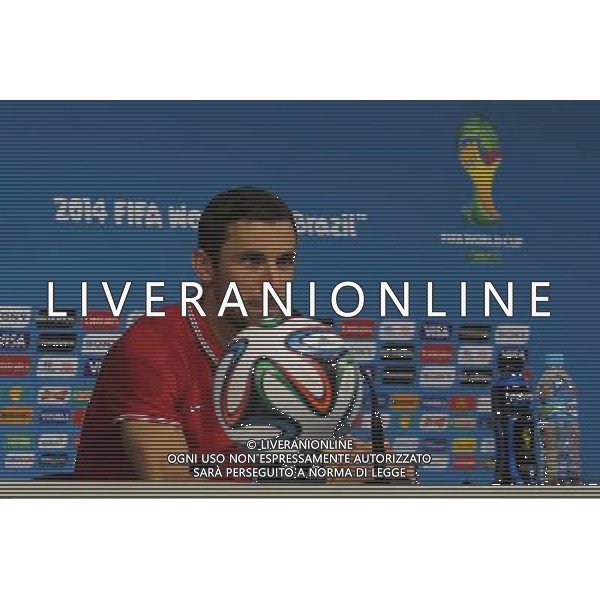 (140611) -- SAO PAULO, June 11, 2014 () -- Croatia\'s goalkeeper Oliver Zelenika attends a press conference after the training in Sao Paulo, Brazil, on June 11, 2014, one day ahead of the opening match of 2014 FIFA World Cup between Brazil and Croatia.(/Xu Zijian)(rh) ©PHOTOSHOT/Agenzia Aldo Liverani sas - ITALY ONLY - EDITORIAL USE ONLY - Conferenza stampa e allenamento della nazionale della Croazia a San Paolo, Brasile, il 11 giugno 2014, un giorno prima della partita di Coppa del mondo FIFA 2014