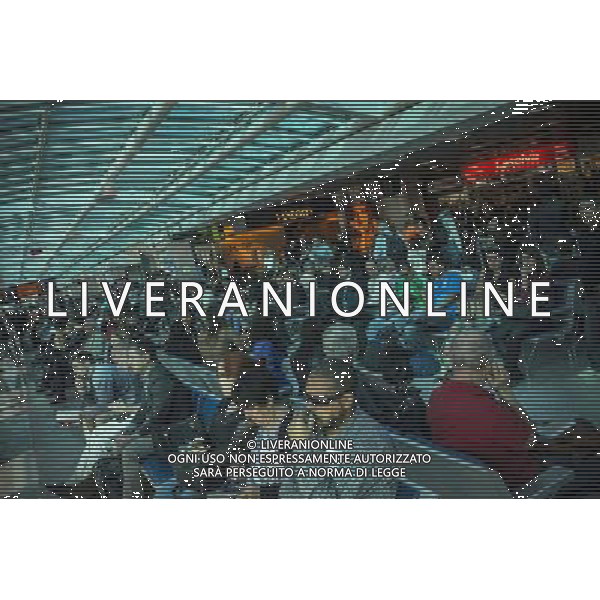 (140611) -- RIO DE JANEIRO, June 11, 2014 () -- Passengers wait at Santos Dumont Airport in Rio de Janeiro, Brazil, on June 11, 2014, one day ahead of the opening ceremony of the FIFA World Cup Brazil 2014. Some flights in Santos Dumont Airport on Wednesday were delayed or cancelled. (/Liu Siu Wai)(pcy) ©PHOTOSHOT/Agenzia Aldo Liverani sas - ITALY ONLY - EDITORIAL USE ONLY - Preparativi e attesa dell\'inizio della coppa del mondo FIFA Brasile 2014