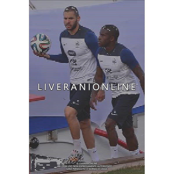 Karim BENZEMA / Rio MAVUBA - 11.06.2014 - Entrainement Equipe de France - Coupe du Monde 2014 Photo : Dave Winter / Icon Sport AG ALDO LIVERANI SAS ONLY ITALY