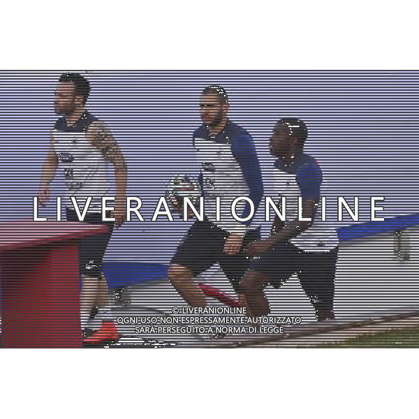 Mathieu VALBUENA / Karim BENZEMA / Rio MAVUBA - 11.06.2014 - Entrainement Equipe de France - Coupe du Monde 2014 Photo : Dave Winter / Icon Sport AG ALDO LIVERANI SAS ONLY ITALY