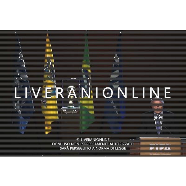 (140611) -- SAO PAULO, June 11, 2014 () -- FIFA President Sepp Blatter attends a press conference after the 64th FIFA Congress in Sao Paulo, Brazil, on June 11, 2014. The 64th FIFA Congress was held on the eve of the opening match of the 2014 FIFA World Cup in Brazil. (/Liao Yujie)(rh) ©photoshot/Agenzia Aldo Liverani sas - ITALY ONLY - EDITORIAL USE ONLY