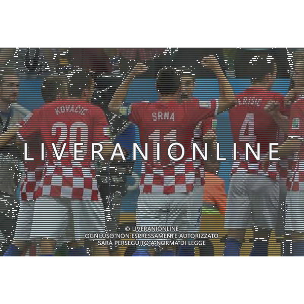 FIFA World Cup Brasile 2014 Gruppo A San Paolo - 12.06.2014 Brasile-Croazia Nella Foto:l\'esultanza della squadra croata /Ph.Vitez-Ag. Aldo Liverani