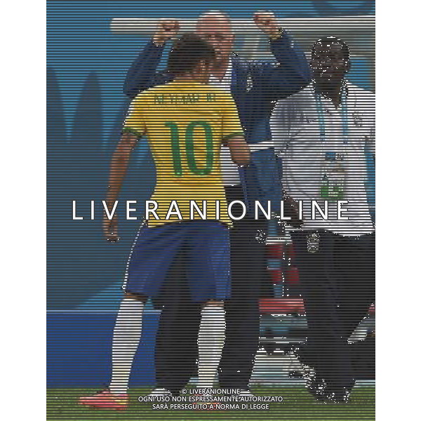 FIFA World Cup Brasile 2014 Gruppo A San Paolo - 12.06.2014 Brasile-Croazia Nella Foto:neymar esulta con scolari /Ph.Vitez-Ag. Aldo Liverani