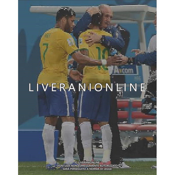 FIFA World Cup Brasile 2014 Gruppo A San Paolo - 12.06.2014 Brasile-Croazia Nella Foto:neymar esulta con scolari /Ph.Vitez-Ag. Aldo Liverani