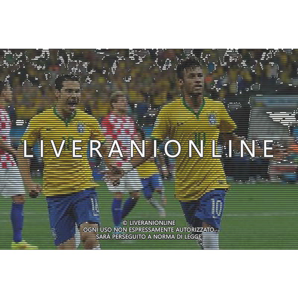 FIFA World Cup Brasile 2014 Gruppo A San Paolo - 12.06.2014 Brasile-Croazia Nella Foto:neymar esulta secondo gol /Ph.Vitez-Ag. Aldo Liverani