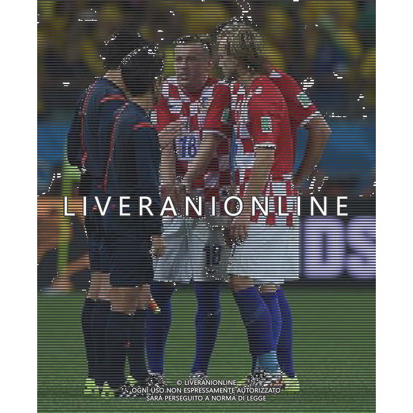 FIFA World Cup Brasile 2014 Gruppo A San Paolo - 12.06.2014 Brasile-Croazia Nella Foto:proteste finale croazia olic e rakitic /Ph.Vitez-Ag. Aldo Liverani