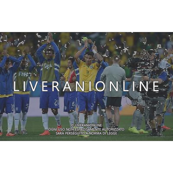 FIFA World Cup Brasile 2014 Gruppo A San Paolo - 12.06.2014 Brasile-Croazia Nella Foto:esultanza finale brasile e thiago silva /Ph.Vitez-Ag. Aldo Liverani