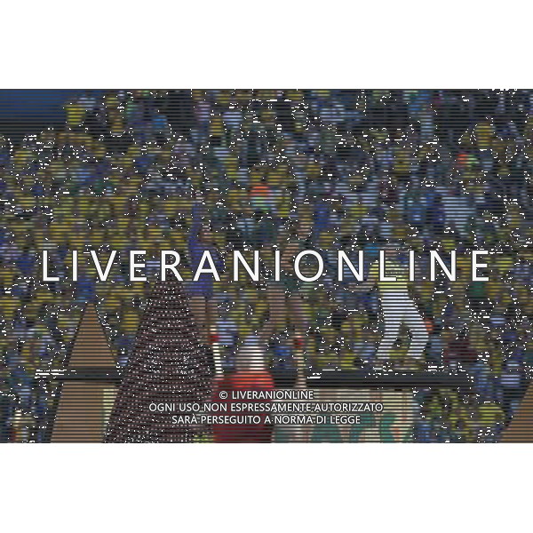 (140612) -- SAO PAULO, June 12, 2014 () -- Rapper Pitbull (R), Claudia Leitte (L) and Jennifer Lopez (C) perform during the opening ceremony of 2014 FIFA World Cup in the Arena de Sao Paulo Stadium in Sao Paulo, Brazil, June 12, 2014. (/Zhou Lei)(rh) AG ALDO LIVERANI SAS ONLY ITALY