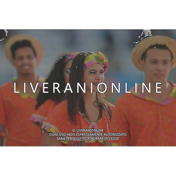 (140612) -- SAO PAULO, June 12, 2014 () -- Performers are seen ahead of the opening ceremony of 2014 FIFA World Cup in the Arena de Sao Paulo Stadium in Sao Paulo, Brazil, June 12, 2014.(/Xu Zijian)(pcy) AG ALDO LIVERANI SAS ONLY ITALY
