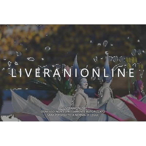 (140612) -- SAO PAULO, June 12, 2014 () -- Performers walk into the Arena de Sao Paulo Stadium during the opening ceremony of 2014 FIFA World Cup in Sao Paulo, Brazil, June 12, 2014. (/Zhou Lei)(rh) AG ALDO LIVERANI SAS ONLY ITALY