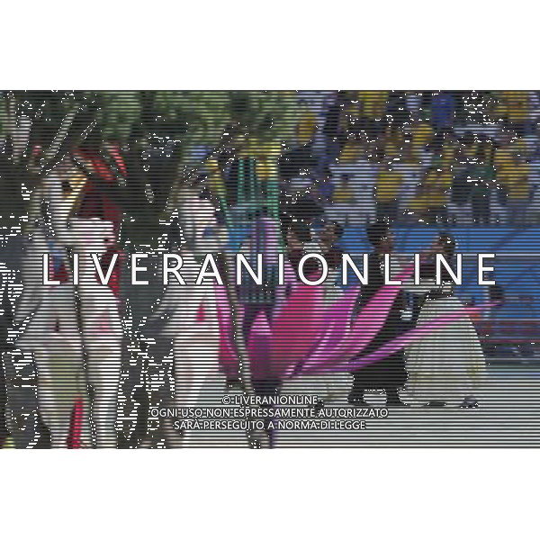 (140612) -- SAO PAULO, June 12, 2014 () -- Performers walk into the Arena de Sao Paulo Stadium during the opening ceremony of 2014 FIFA World Cup in Sao Paulo, Brazil, June 12, 2014. (/Zhou Lei)(rh) AG ALDO LIVERANI SAS ONLY ITALY