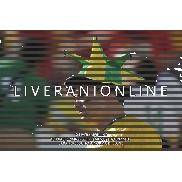 (140612) -- SAO PAULO, June 12, 2014 () -- A fan enters into the Arena de Sao Paulo Stadium before the opening match of 2014 FIFA World Cup in Sao Paulo, Brazil, June 12, 2014. (/Zhou Lei)(rh) AG ALDO LIVERANI SAS ONLY ITALY