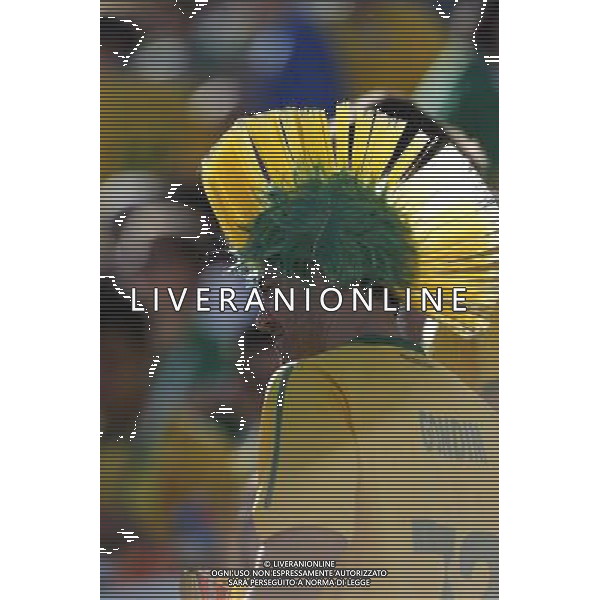 (140612) -- SAO PAULO, June 12, 2014 () -- A fan enters into the Arena de Sao Paulo Stadium before the opening match of 2014 FIFA World Cup in Sao Paulo, Brazil, June 12, 2014. (/Zhou Lei)(rh) AG ALDO LIVERANI SAS ONLY ITALY