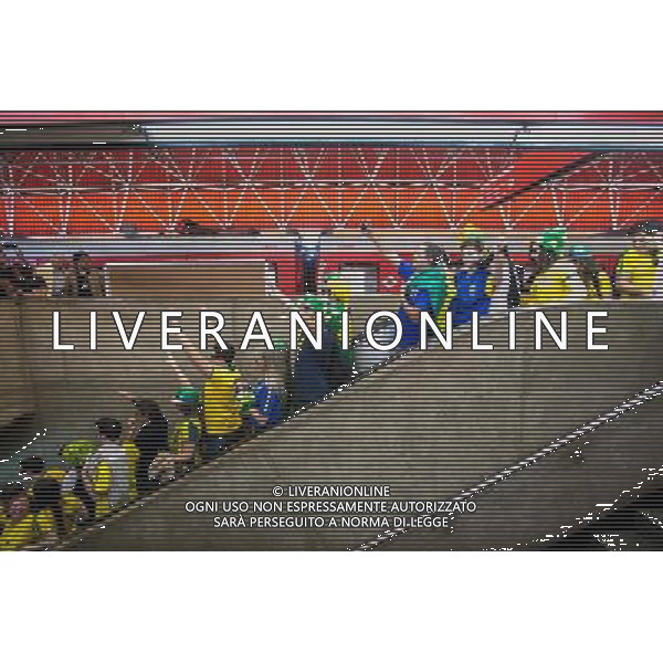 (140612) -- SAO PAULO, June 12, 2014 () -- People react upon their arrival at the Arena de Sao Paulo Stadium, before the opening ceremony of the 2014 FIFA World Cup, in Sao Paulo, Brazil, on June 12, 2014. (/Thiago Bernardes/AGENCIA ESTADO)(rh) AG ALDO LIVERANI SAS ONLY ITALY