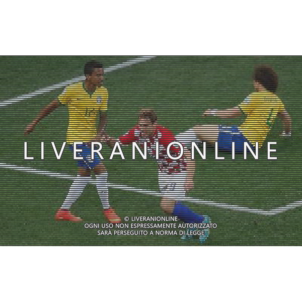 (140612) -- SAO PAULO, June 12, 2014 () -- Croatia\'s Nikica Jelavic (front) celebrates for a goal during the opening match of 2014 FIFA World Cup in the Arena de Sao Paulo Stadium in Sao Paulo, Brazil, June 12, 2014.(/Liao Yujie)(pcy) AG ALDO LIVERANI SAS ONLY ITALY