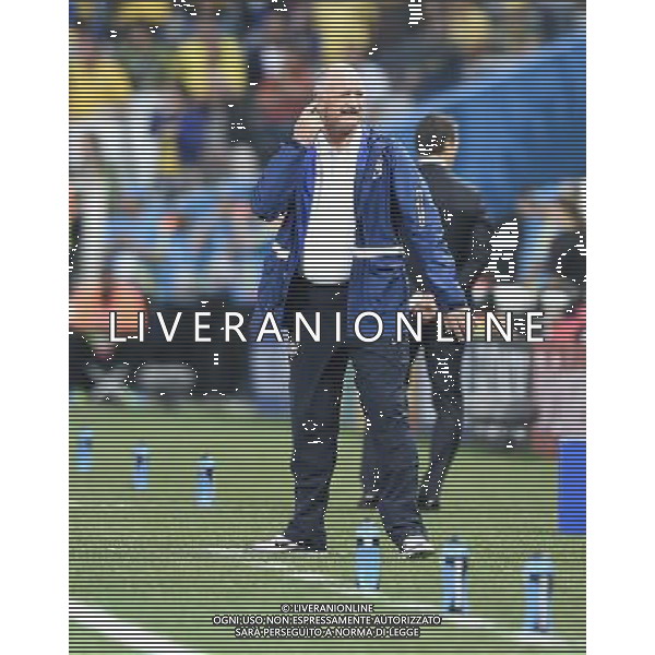 (140612) -- SAO PAULO, June 12, 2014 () -- Brazil\'s coach Luiz Felipe Scolari reacts during the opening match of 2014 FIFA World Cup in the Arena de Sao Paulo Stadium in Sao Paulo, Brazil, June 12, 2014. (/Qi Heng)(rh) AG ALDO LIVERANI SAS ONLY ITALY