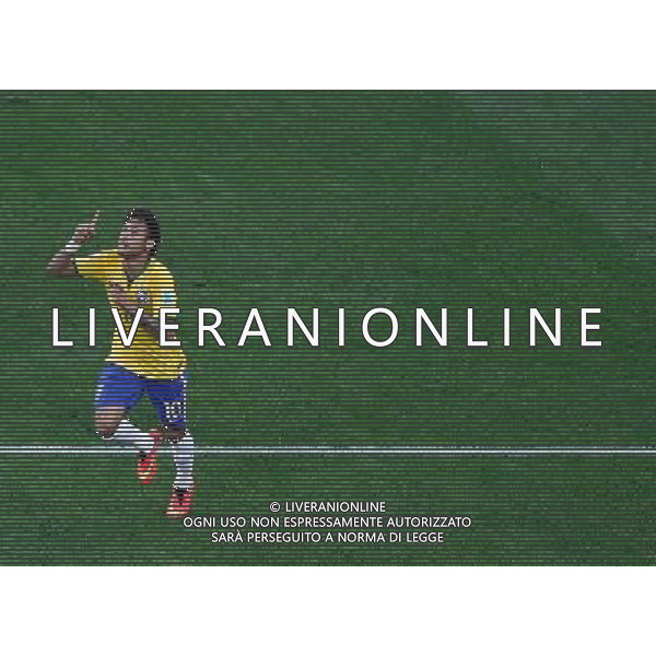 (140612) -- SAO PAULO, June 12, 2014 () -- Brazil\'s Neymar celebrates his goal during the opening match of 2014 FIFA World Cup in the Arena de Sao Paulo Stadium in Sao Paulo, Brazil, June 12, 2014.(/Liao Yujie)(pcy) AG ALDO LIVERANI SAS ONLY ITALY