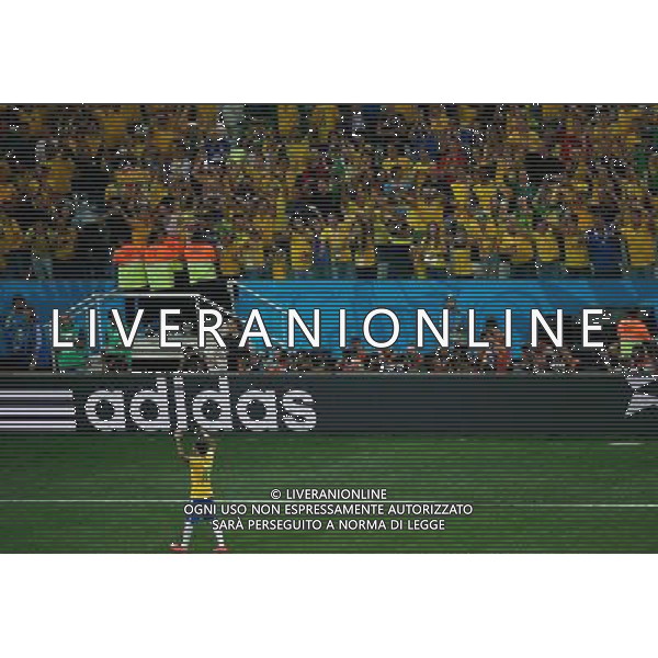 (140612) -- SAO PAULO, June 12, 2014 () -- Brazil\'s Neymar celebrates after his penalty goal during the opening match of 2014 FIFA World Cup in the Arena de Sao Paulo Stadium in Sao Paulo, Brazil, June 12, 2014.(/Liao Yujie)(pcy) AG ALDO LIVERANI SAS ONLY ITALY