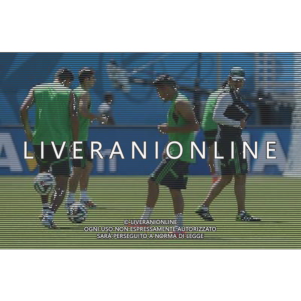 (140612) -- NATAL, June 12, 2014 () -- Mexican national team players train on the field of Estadio das Dunas Stadium in Natal, a northeastern city of Brazil, on June 12, 2014.(/Guo Yong) ©PHOTOSHOT/Agenzia Aldo Liverani sas - ITALY ONLY - EDITORIAL USE ONLY - Allenamento dei giocatori della nazionale del messico sul campo di Estadio das Dunas Stadium di Natal, per la coppa del mondo FIFA Brasile, il 12 giugno 2014