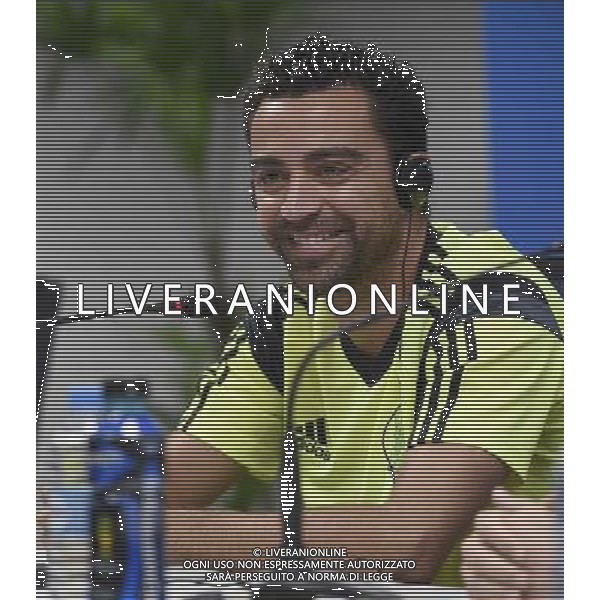 (140612) -- SALVADOR, June 12, 2014 () -- Spain\'s Xavi attends a press conference in Salvador, a northeastern city of Brazil, on June 12, 2014. Spain will face Netherlands on Friday. (/Yang Lei) ©PHOTOSHOT/Agenzia Aldo Liverani sas - ITALY ONLY - EDITORIAL USE ONLY - Conferenza stampa della nazionale della spagna in Salvador, Brasile, il 12 giugno 2014 la Spagna coppa del mondo Fifa