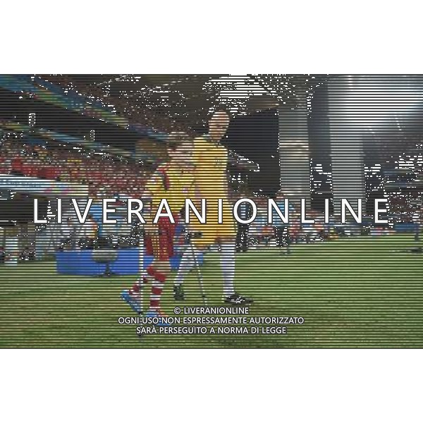 (140613) -- CUIABA, June 13, 2014 () -- Australia\'s Mark Bresciano (R) walks to the field with a disabled child companion before a Group B match between Chile and Australia of 2014 FIFA World Cup in the Arena Pantanal Stadium in Cuiaba, Brazil, June 13, 2014. (/Liu Dawei)(pcy) ©photoshot/Agenzia Aldo Liverani sas - ITALY ONLY - EDITORIAL USE ONLY - Cile v Australia partita del Gruppo B Coppa del mondo FIFA World Cup nel Pantanal stadio Arena di Cuiaba, Brasile, 13 giugno 2014