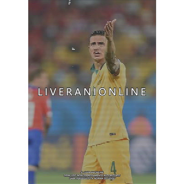 (140613) -- CUIABA, June 13, 2014 () -- Australia\'s Tim Cahill reacts during a Group B match between Chile and Australia of 2014 FIFA World Cup in the Arena Pantanal Stadium in Cuiaba, Brazil, June 13, 2014. (/Liu Dawei)(pcy) ©photoshot/Agenzia Aldo Liverani sas - ITALY ONLY - EDITORIAL USE ONLY - Cile v Australia partita del Gruppo B Coppa del mondo FIFA World Cup nel Pantanal stadio Arena di Cuiaba, Brasile, 13 giugno 2014