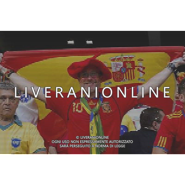 Crowd celebrates before the beginning of the 2014 World Cup match Spain x Netherlands, this friday 13th, in Salvador, Brasil (Photo by Gustavo Basso/NurPhoto) ©photoshot/Agenzia Aldo Liverani sas - ITALY ONLY - EDITORIAL USE ONLY - Spagna Vs Olanda partita del Gruppo B Coppa del Mondo FIFA 2014 in Salvador, in Brasile, 13 giugno 2014