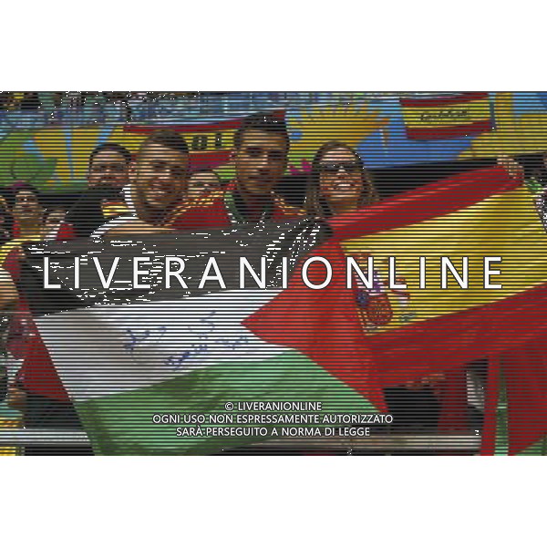 Crowd celebrates before the beginning of the 2014 World Cup match Spain x Netherlands, this friday 13th, in Salvador, Brasil (Photo by Gustavo Basso/NurPhoto) ©photoshot/Agenzia Aldo Liverani sas - ITALY ONLY - EDITORIAL USE ONLY - Spagna Vs Olanda partita del Gruppo B Coppa del Mondo FIFA 2014 in Salvador, in Brasile, 13 giugno 2014