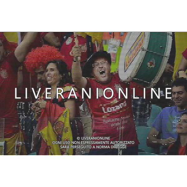 Spain\'s fan celebrates Xabi Alonso\'s goal, in the penalty kick, to score 1-0 Spain over Netherlands in Salvador, for the #3 match of the 2014 World Cup (Photo by Gustavo Basso/NurPhoto) ©photoshot/Agenzia Aldo Liverani sas - ITALY ONLY - EDITORIAL USE ONLY - Spagna Vs Olanda partita del Gruppo B Coppa del Mondo FIFA 2014 in Salvador, in Brasile, 13 giugno 2014