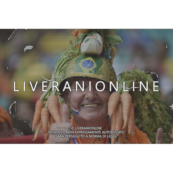 (140613) -- SALVADOR, June 13, 2014 () -- A Netherlands\'s fan smiles at the Arena Fonte Nova Stadium before a Group B match between Spain and Netherlands of 2014 FIFA World Cup in Salvador, Brazil, June 13, 2014.(/Yang Lei)(rh) ©photoshot/Agenzia Aldo Liverani sas - ITALY ONLY - EDITORIAL USE ONLY - Spagna Vs Olanda partita del Gruppo B Coppa del Mondo FIFA 2014 in Salvador, in Brasile, 13 giugno 2014