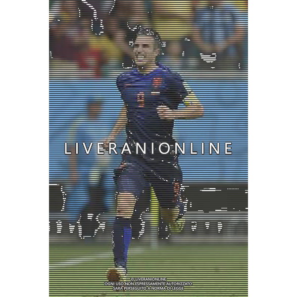 (140613) -- SALVADOR, June 13, 2014 () -- Netherlands\'s Robin van Persie celebrates the goal during a Group B match between Spain and Netherlands of 2014 FIFA World Cup in the Arena Fonte Nova Stadium in Salvador, Brazil, June 13, 2014. (/Yang Lei)(rh) ©photoshot/Agenzia Aldo Liverani sas - ITALY ONLY - EDITORIAL USE ONLY - Spagna Vs Olanda partita del Gruppo B Coppa del Mondo FIFA 2014 in Salvador, in Brasile, 13 giugno 2014
