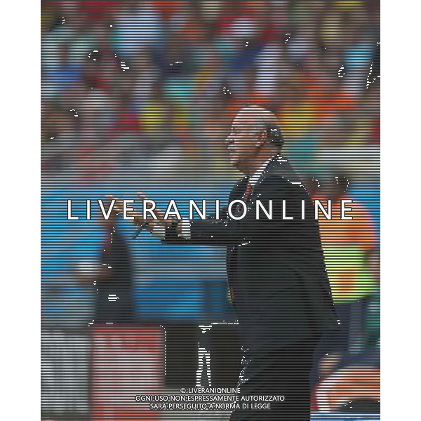 (140613) -- SALVADOR, June 13, 2014 () -- Spain\'s coach Vicente del Bosque instruct Spain\'s players on the field of the Arena Fonte Nova Stadium during a Group B match between Spain and Netherlands of 2014 FIFA World Cup in Salvador, Brazil, June 13, 2014. (/Cao Can) ©photoshot/Agenzia Aldo Liverani sas - ITALY ONLY - EDITORIAL USE ONLY - Spagna Vs Olanda partita del Gruppo B Coppa del Mondo FIFA 2014 in Salvador, in Brasile, 13 giugno 2014