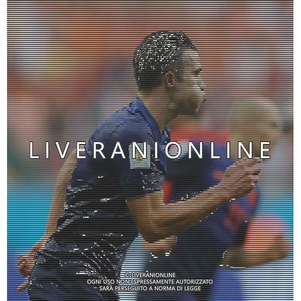 (140613) -- SALVADOR, June 13, 2014 () -- Netherlands\'s Robin van Persie celebrates the goal during a Group B match between Spain and Netherlands of 2014 FIFA World Cup in the Arena Fonte Nova Stadium in Salvador, Brazil, June 13, 2014. (/Yang Lei)(rh) ©photoshot/Agenzia Aldo Liverani sas - ITALY ONLY - EDITORIAL USE ONLY - Spagna Vs Olanda partita del Gruppo B Coppa del Mondo FIFA 2014 in Salvador, in Brasile, 13 giugno 2014