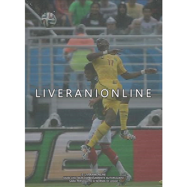 (140613) -- NATAL, June 13, 2014 () -- Cameroon\'s Stephane Mbia competes a headball with Mexico\'s Hector Moreno during a Group A match between Mexico and Cameroon of 2014 FIFA World Cup in the Estadio das Dunas Stadium in NATAL, Brazil, June 13, 2014. (/Guo Yong)(rh) ©photoshot/Agenzia Aldo Liverani sas - ITALY ONLY - EDITORIAL USE ONLY - Messico v Camerun partita del Gruppo A Coppa del Mondo FIFA 2014 in Estadio das Dunas Stadium a Natal, Brasile, 13 giugno 2014