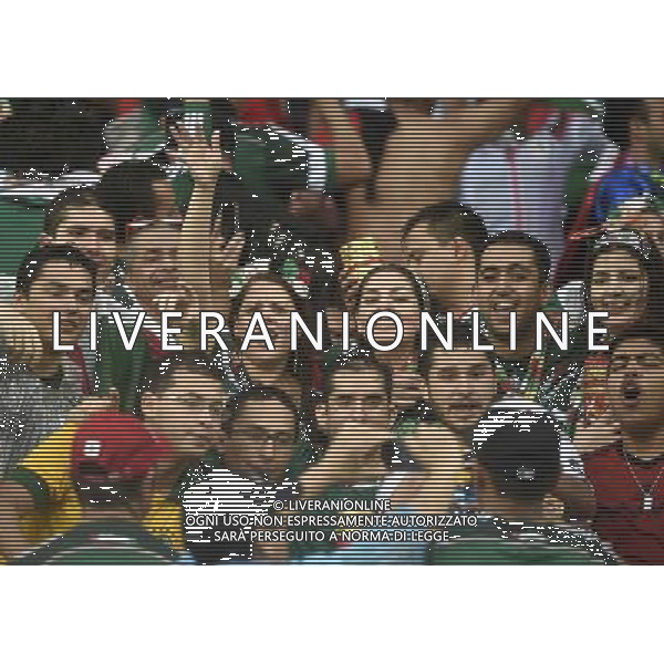 (140613) -- NATAL, June 13, 2014 () -- Mexico\'s fans celebrate the victory of Mexico after a Group A match between Mexico and Cameroon of 2014 FIFA World Cup in the Estadio das Dunas Stadium in NATAL, Brazil, June 13, 2014. Mexico won 1-0 over Cameroon on Friday.(/Lui Siu Wai)(rh) ©photoshot/Agenzia Aldo Liverani sas - ITALY ONLY - EDITORIAL USE ONLY - Messico v Camerun partita del Gruppo A Coppa del Mondo FIFA 2014 in Estadio das Dunas Stadium a Natal, Brasile, 13 giugno 2014