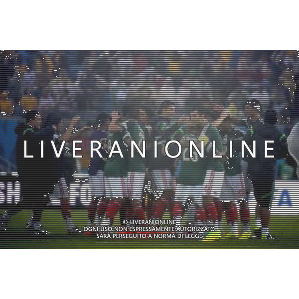 (140613) -- NATAL, June 13, 2014 () -- Mexico\'s players celebrate their victory after a Group A match between Mexico and Cameroon of 2014 FIFA World Cup in the Estadio das Dunas Stadium in NATAL, Brazil, June 13, 2014. Mexico won 1-0 over Cameroon on Friday.(/Guo Yong)(rh) ©photoshot/Agenzia Aldo Liverani sas - ITALY ONLY - EDITORIAL USE ONLY - Messico v Camerun partita del Gruppo A Coppa del Mondo FIFA 2014 in Estadio das Dunas Stadium a Natal, Brasile, 13 giugno 2014