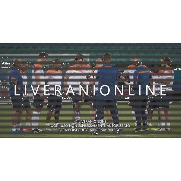 (140612) -- SALVADOR, June 12, 2014 () -- Netherlands\' national team players train on the field of Fonte Nova Stadium in Salvador, Brazil, on June 12, 2014.(/Yang Lei) ©photoshot/Agenzia Aldo Liverani sas - ITALY ONLY - EDITORIAL USE ONLY - Allenamento e conferenza stampa dei giocatori della nazionale dell\'olanda sul campo di Stadio Fonte Nova di Salvador, in Brasile, il 12 giugno 2014