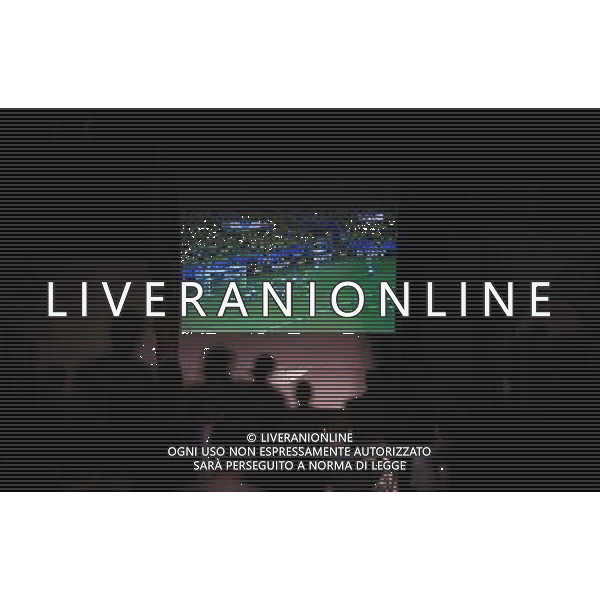 (140613) -- Gaza, June 13, 2014 () -- Palestinians watch the opening match of the World Cup 2014 between Brazil and Croatia, on a huge screen in Gaza sports club in Gaza City, Friday, June 13, 2014. (/Wissam Nassar) ©photoshot/Agenzia Aldo Liverani sas - ITALY ONLY - EDITORIAL USE ONLY - L\'esultanza dei tifosi per la partita di apertura tra Brasile e Croazia Coppa del Mondo FIFA WORLD CUP BRASILE 12 giugno 2014