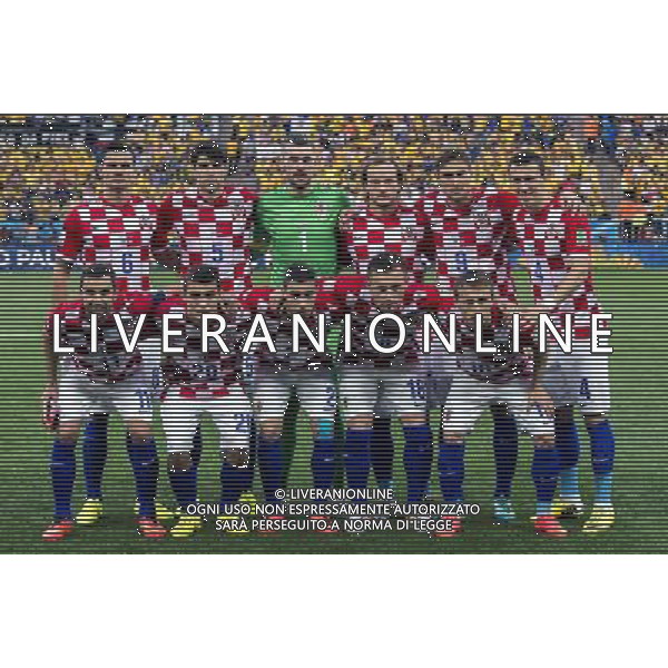 FIFA World Cup Brasile 2014 Gruppo A San Paolo - 12.06.2014 Brasile-Croazia Nella Foto:Croazia Squadra Formazione Pletikosa,Vrsaljko,Perisic,Corluka,Lovren,Rakitic,Jelavic,Modric,Srna,Olic,Kovacic /Ph.Vitez-Ag. Aldo Liverani