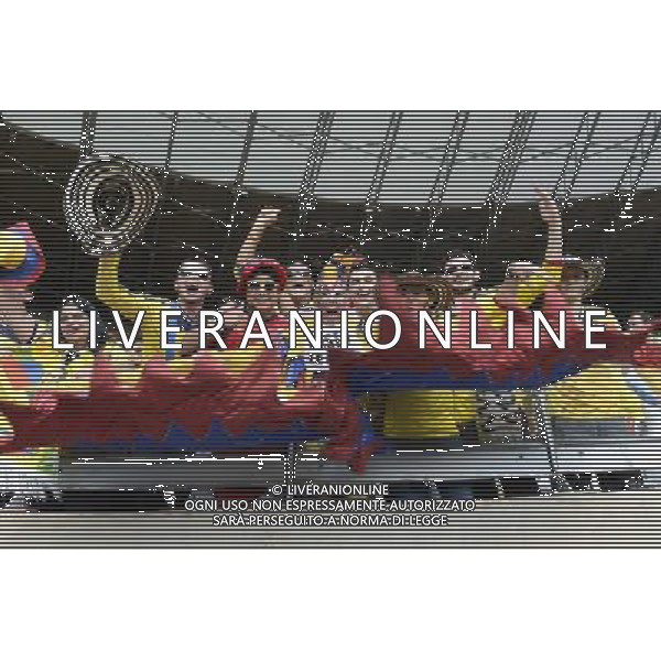 (140614) -- BELO HORIZONTE, June 14, 2014 () -- Colombia\'s supporters cheer for their team during a Group C match between Colombia and Greece of 2014 FIFA World Cup in the Estadio Mineirao Stadium in Belo Horizonte, Brazil, June 14, 2014. (/Qi Heng)(rh) ©PHOTOSHOT/Agenzia Aldo Liverani Sas - ITALY ONLY - EDITORIAL USE ONLY - Colombia Vs Grecia partita del Gruppo C Coppa del Mondo FIFA 2014 Mineirao stadio Estadio a Belo Horizonte, in Brasile 14 Giugno 2014