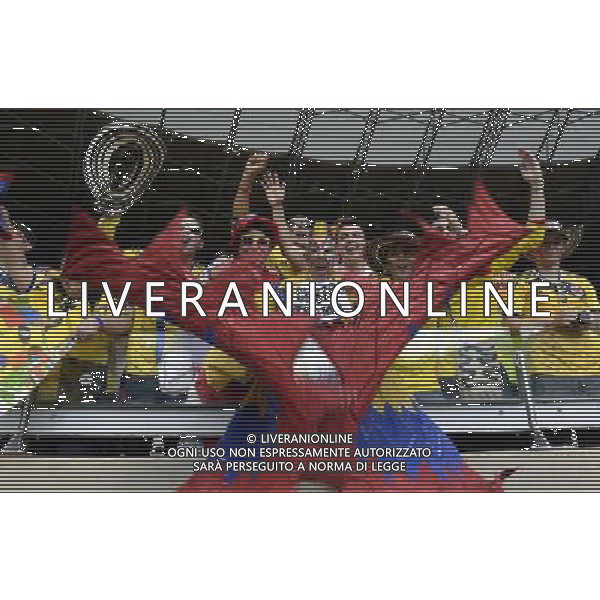 (140614) -- BELO HORIZONTE, June 14, 2014 () -- Colombia\'s supporters cheer for their team during a Group C match between Colombia and Greece of 2014 FIFA World Cup in the Estadio Mineirao Stadium in Belo Horizonte, Brazil, June 14, 2014. (/Qi Heng)(rh) ©PHOTOSHOT/Agenzia Aldo Liverani Sas - ITALY ONLY - EDITORIAL USE ONLY - Colombia Vs Grecia partita del Gruppo C Coppa del Mondo FIFA 2014 Mineirao stadio Estadio a Belo Horizonte, in Brasile 14 Giugno 2014
