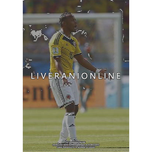(140614) -- BELO HORIZONTE, June 14, 2014 () -- Colombia\'s Camilo Zuniga reacts during a Group C match between Colombia and Greece of 2014 FIFA World Cup at the Estadio Mineirao Stadium in Belo Horizonte, Brazil, June 14, 2014. (/Liu Bin)(pcy) ©PHOTOSHOT/Agenzia Aldo Liverani Sas - ITALY ONLY - EDITORIAL USE ONLY - Colombia Vs Grecia partita del Gruppo C Coppa del Mondo FIFA 2014 Mineirao stadio Estadio a Belo Horizonte, in Brasile 14 Giugno 2014