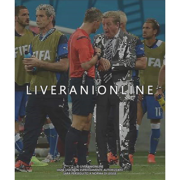FIFA World Cup Brasile 2014 Gruppo D Manaus - 14.06.2014 Inghilterra-Italia Nella Foto:proteste di hodgson con prandelli e l\'arbitro /Ph.Vitez-Ag. Aldo Liverani