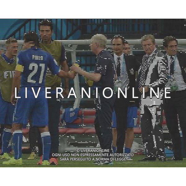 FIFA World Cup Brasile 2014 Gruppo D Manaus - 14.06.2014 Inghilterra-Italia Nella Foto:proteste di hodgson con prandelli e l\'arbitro /Ph.Vitez-Ag. Aldo Liverani