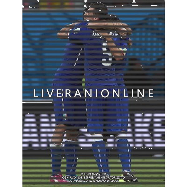 FIFA World Cup Brasile 2014 Gruppo D Manaus - 14.06.2014 Inghilterra-Italia Nella Foto:abbraccio thiago motta chiellini pirlo /Ph.Vitez-Ag. Aldo Liverani