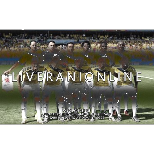 (140614) -- BELO HORIZONTE, June 14, 2014 () -- Colombia\'s national team pose for a group photo during a Group C match between Colombia and Greece of 2014 FIFA World Cup in the Estadio Mineirao Stadium in Belo Horizonte, Brazil, June 14, 2014. (/Qi Heng)(rh) ©PHOTOSHOT/Agenzia Aldo Liverani sas - ITALY ONLY - EDITORIAL USE ONLY - Colombia Vs Grecia partita del Gruppo C Coppa del Mondo FIFA 2014 Mineirao stadio Estadio a Belo Horizonte, in Brasile 14 Giugno 2014 - FORMAZIONE COLOMBIA