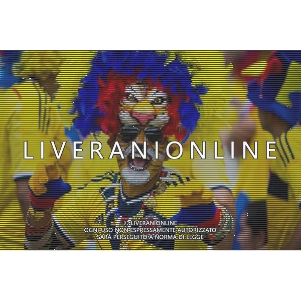 (140614) -- BELO HORIZONTE, June 14, 2014 () ®C A Colombia\'s fan poses before a Group C match between Colombia and Greece of 2014 FIFA World Cup at the Estadio Mineirao Stadium in Belo Horizonte, Brazil, June 14, 2014. (/Liu Bin)(pcy) ©PHOTOSHOT/Agenzia Aldo Liverani sas - ITALY ONLY - EDITORIAL USE ONLY - Colombia Vs Grecia partita del Gruppo C Coppa del Mondo FIFA 2014 Mineirao stadio Estadio a Belo Horizonte, in Brasile 14 Giugno 2014