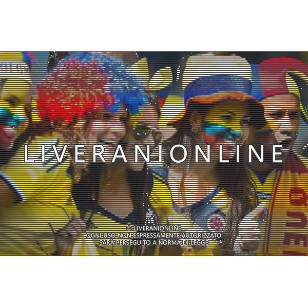 (140614) -- BELO HORIZONTE, June 14, 2014 () ®C Colombia\'s fans are seen before a Group C match between Colombia and Greece of 2014 FIFA World Cup at the Estadio Mineirao Stadium in Belo Horizonte, Brazil, June 14, 2014. (/Liu Bin)(pcy) ©PHOTOSHOT/Agenzia Aldo Liverani sas - ITALY ONLY - EDITORIAL USE ONLY - Colombia Vs Grecia partita del Gruppo C Coppa del Mondo FIFA 2014 Mineirao stadio Estadio a Belo Horizonte, in Brasile 14 Giugno 2014