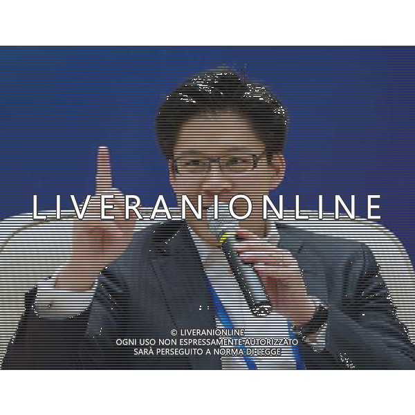 (140614) -- XIAMEN, June 14, 2014 () -- Kenneth Fok Kai-kong, chairman of the Hong Kong United Youth Association, addresses the 12th Straits Youth Forum in Xiamen, southeast China\'s Fujian Province, June 14, 2014. (/Jiang Kehong) (ry) ©PHOTOSHOT/Agenzia Aldo Liverani sas - ITALY ONLY - EDITORIAL USE ONLY - Il 12mo forum dei giovan a Xiamen, sud-est della Cina Fujian, 14 Giugno 2014
